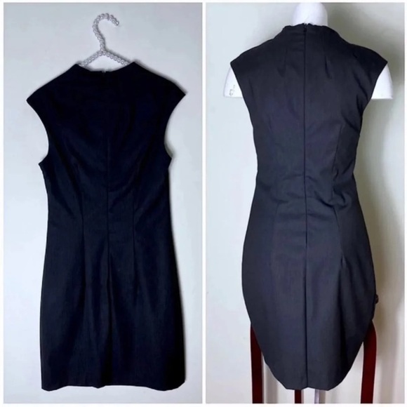 Stile Benetton Stripe Black Charcoal Sheath Midi Dress Size Small Sleeveless - Picture 2 of 3